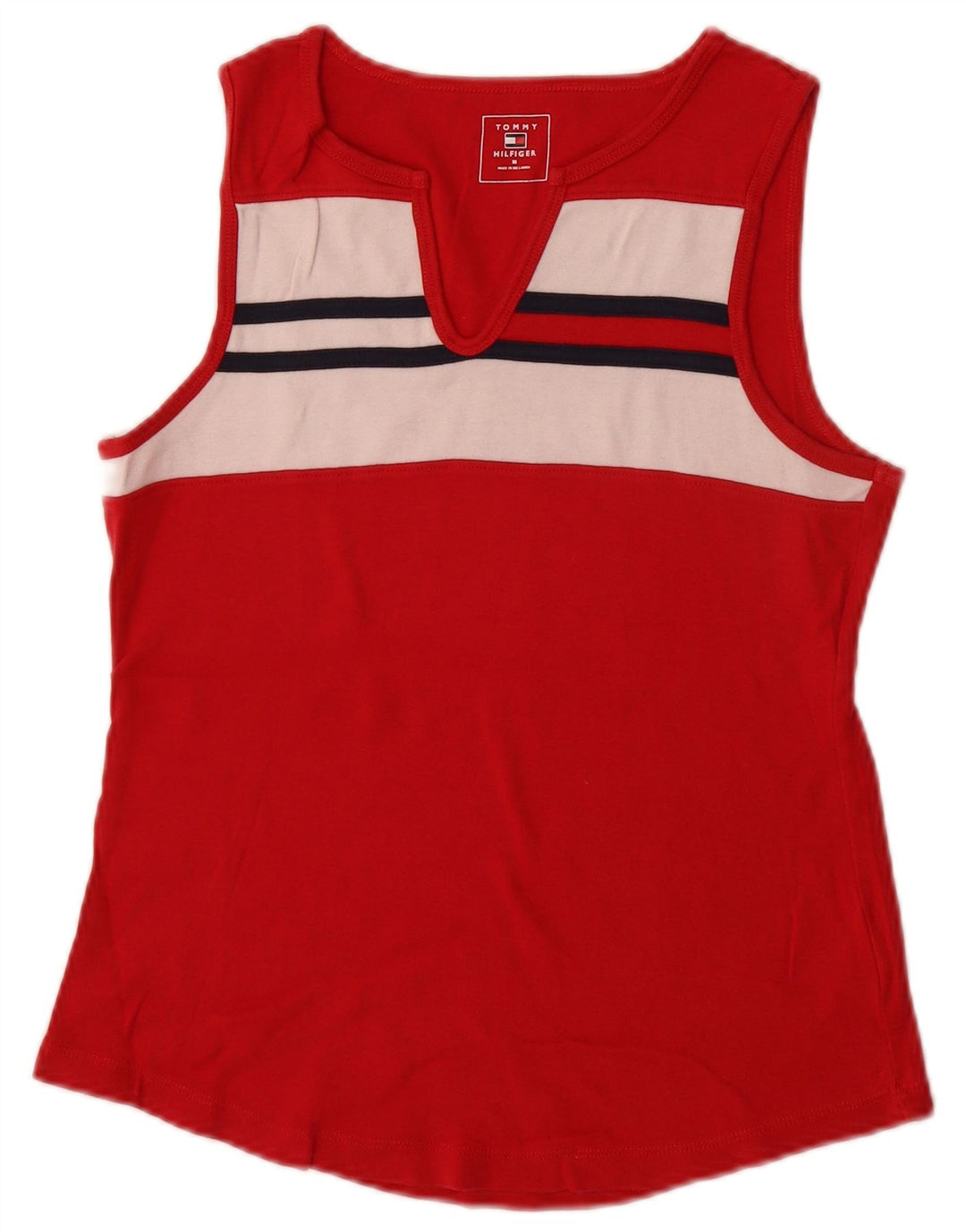 Tommy Hilfiger Damevest Top UK 12 Medium Rød Colourblock Bomuld