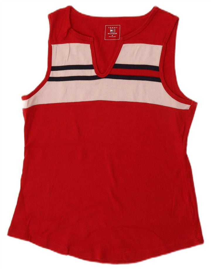 Tommy Hilfiger Damevest Top UK 12 Medium Rød Colourblock Bomuld