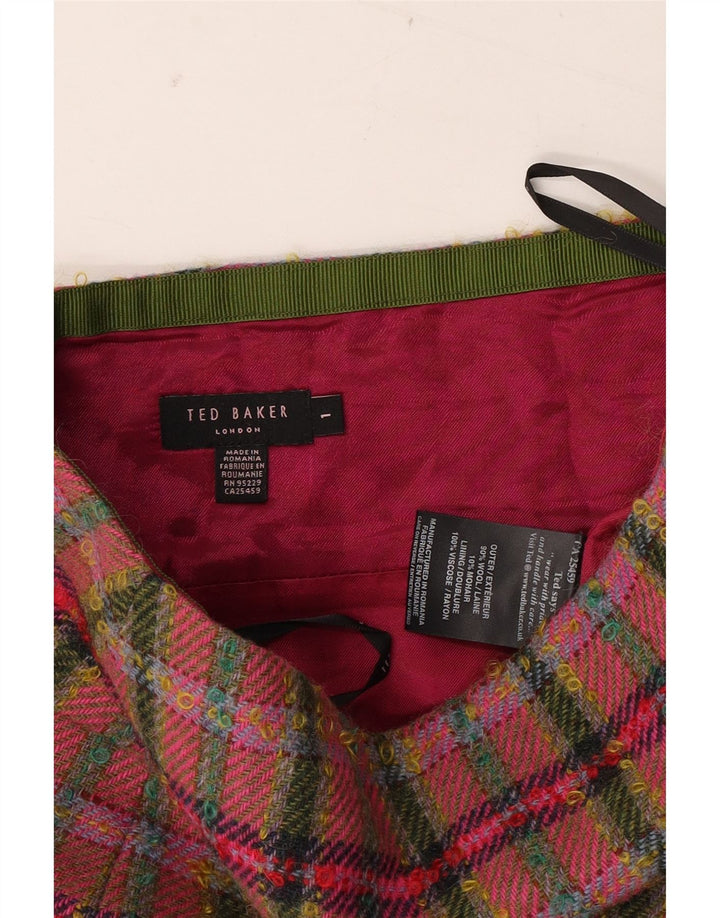 Ted Baker Dame Mini-nederdel Størrelse 1 XS W26 Flerfarvet ternet uld