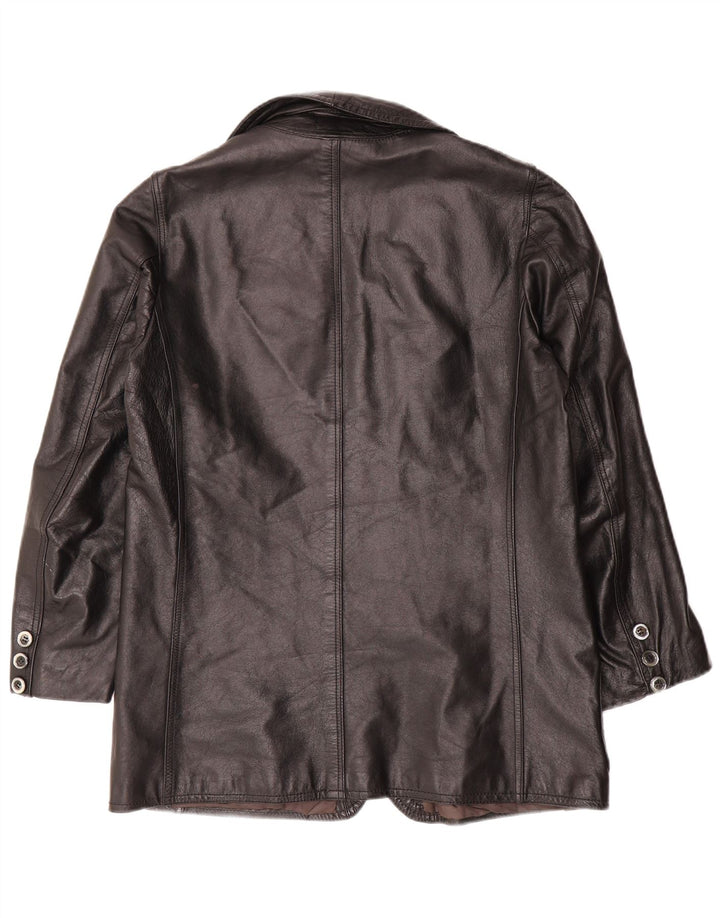 Vintage dame 2-knaps læder blazerjakke UK 14 Large Black