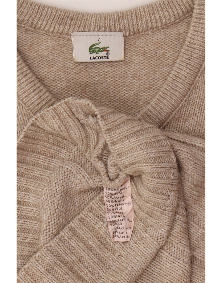 LACOSTE Herre V-hals sweater Str. 7 2XL Beige Uld