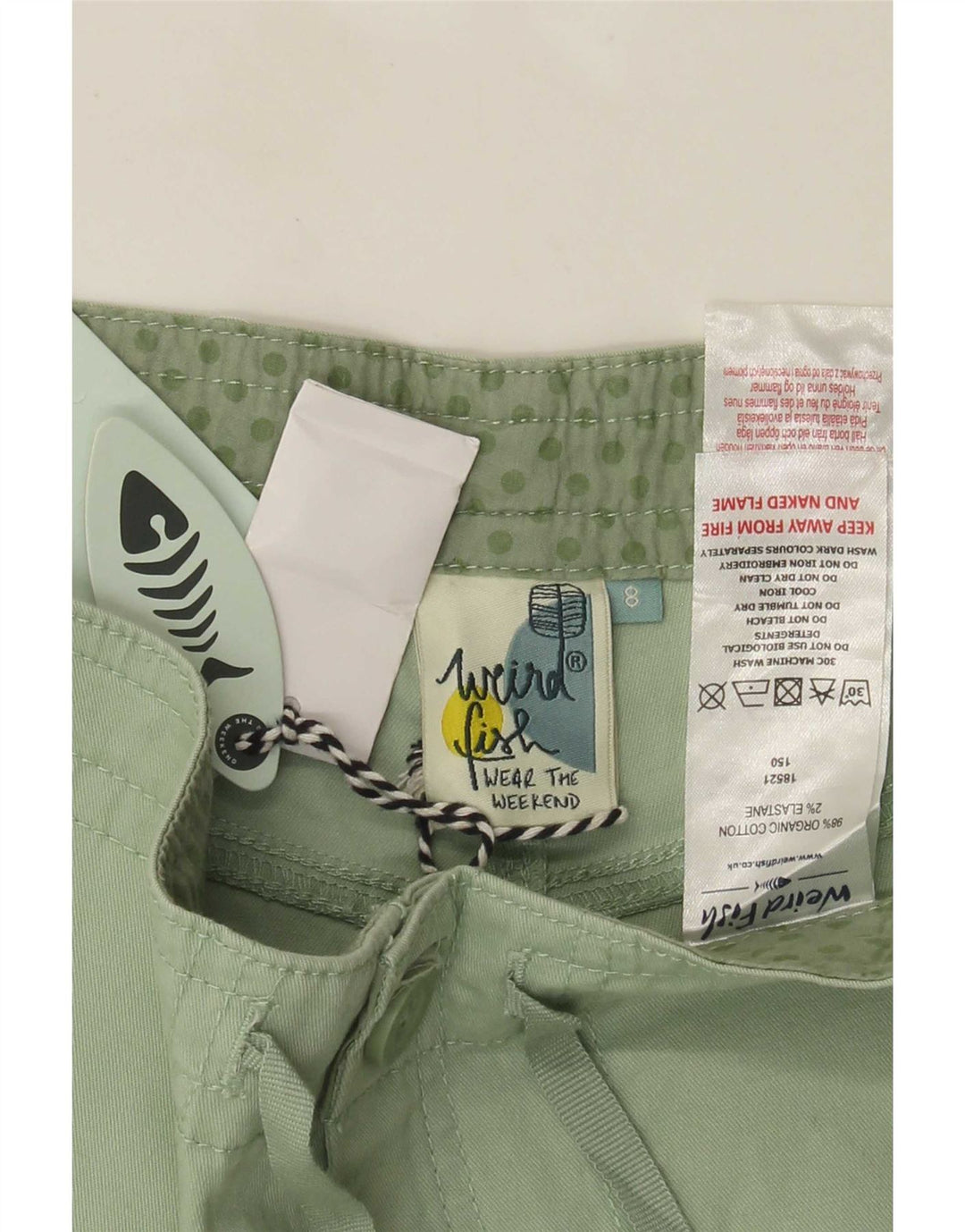 Weird Fish Dame Cargo Shorts UK 8 Small W32 Green Cotton