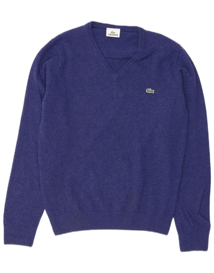 Lacoste Herre V-hals sweater Størrelse 2 XS Blå Virgin Wool