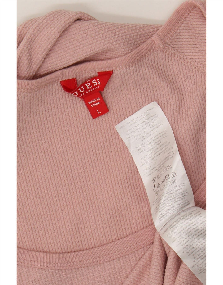 Guess Kvinders Grafisk Top Langærmet UK 14 Large Pink Polyester