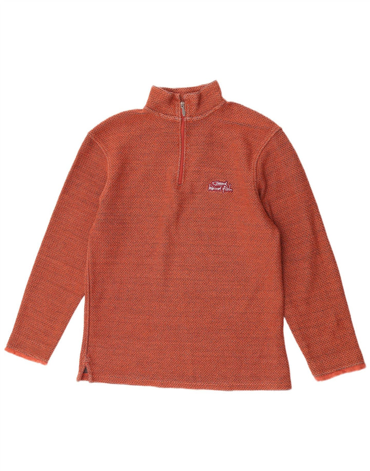 Weird Fish Herre Zip Neck Sweatshirt Jumper Medium Orange Bomuld