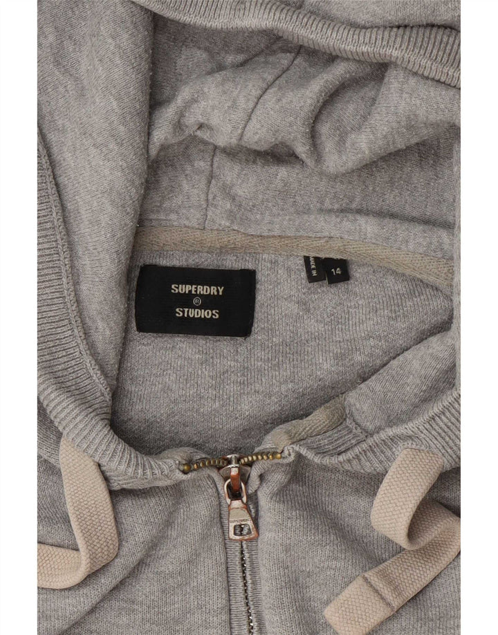 Superdry hættetrøje til kvinder med lynlås UK 14 Large Grå