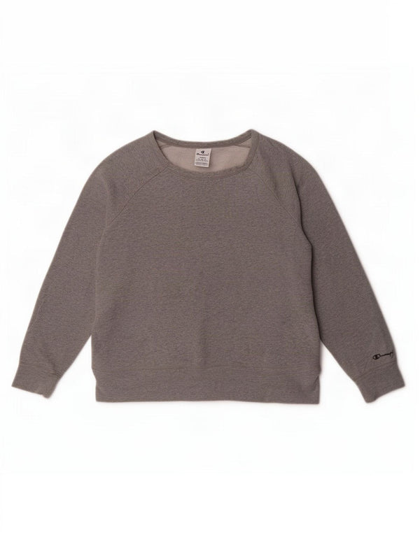 Champion Womens Crop Sweatshirt Jumper UK 16 Large Grå Bomuld