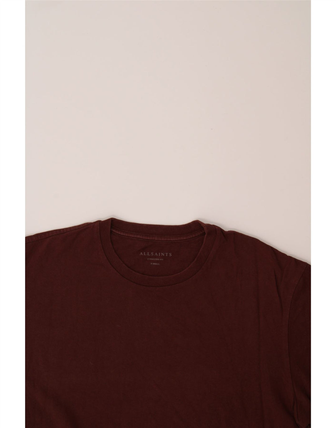 ALL SAINTS Mens Oversized T-Shirt Top XS Maroon Cotton Vintage All Saints and Second-Hand All Saints from Messina Hembry 