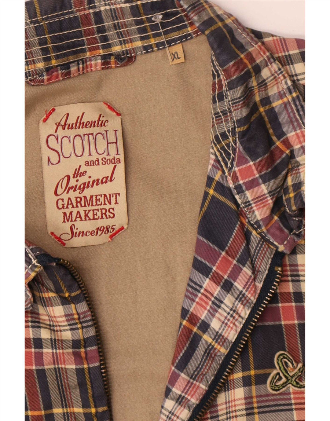 Scotch & Soda Bomber Jacket UK 42 XL blå ternet polyester