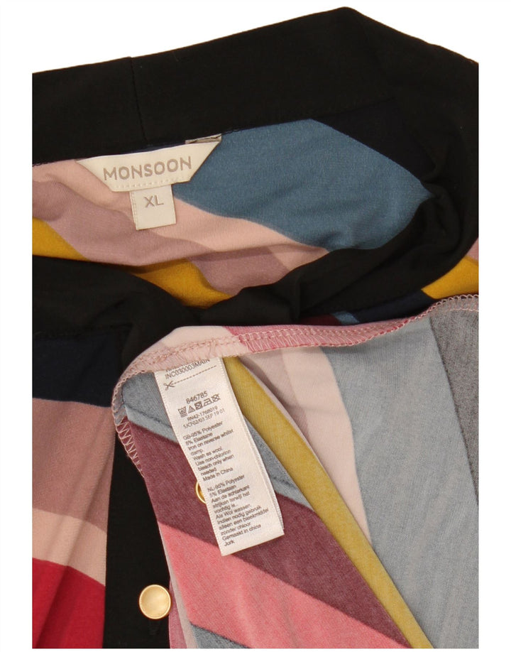 MONSOON Dame Front Tie Maxi Dress UK 18 XL Flerfarvet Stribet