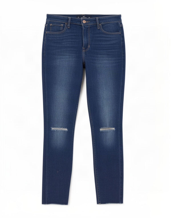 Hollister Womens Crop Distressed Skinny Jeans US 7 Medium W28 L26 Blue