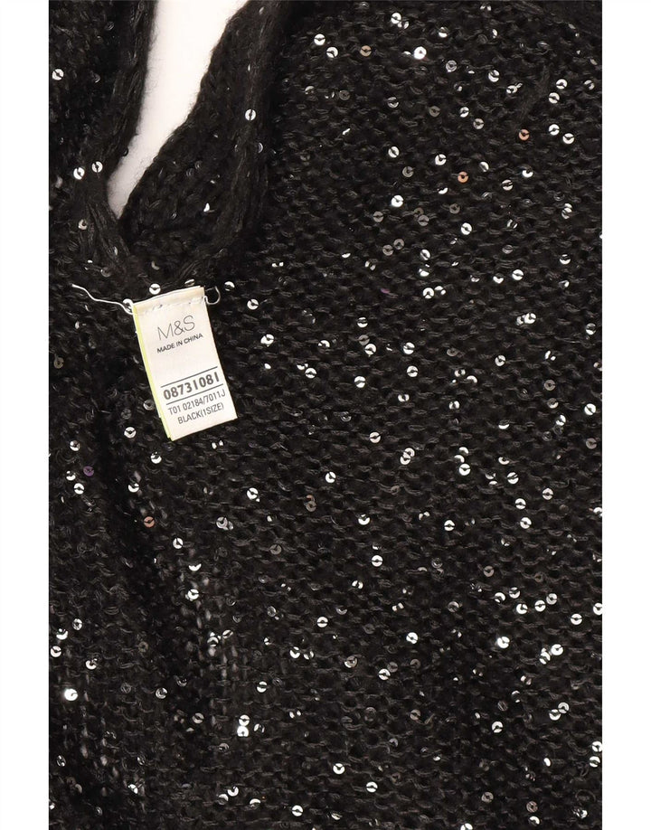 Marks & Spencer Dame Poncho Jumper One Size Sort Flecked Acryl