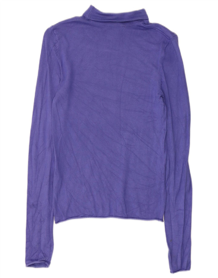 Zara Dame Top Langærmet UK 8 Lille Lilla Viscose
