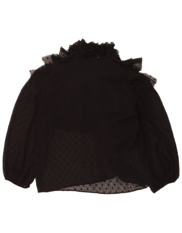 Zara Dame Oversized Bluse Top UK 10 Small Black Spotted