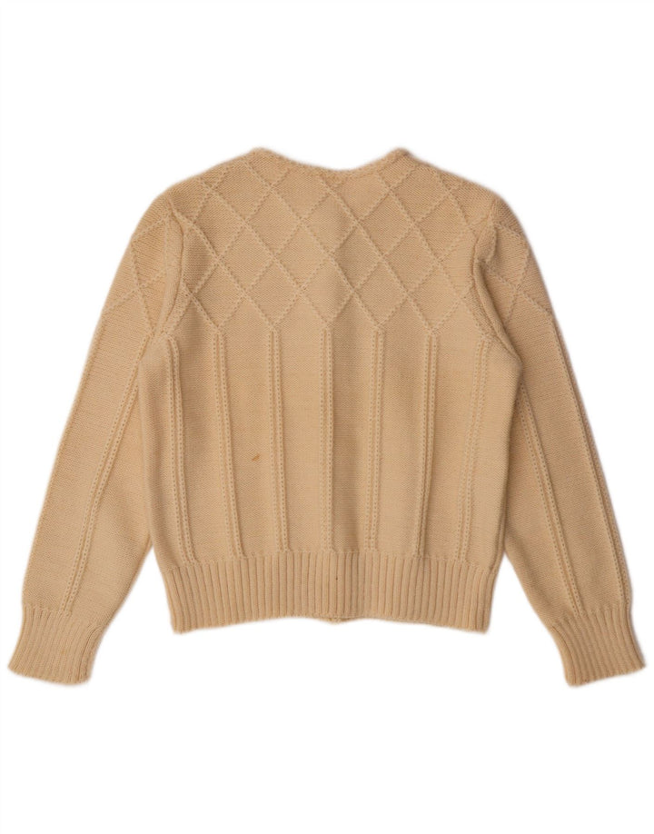 Vintage dame cardigan sweater UK 12 Medium Off White Uld