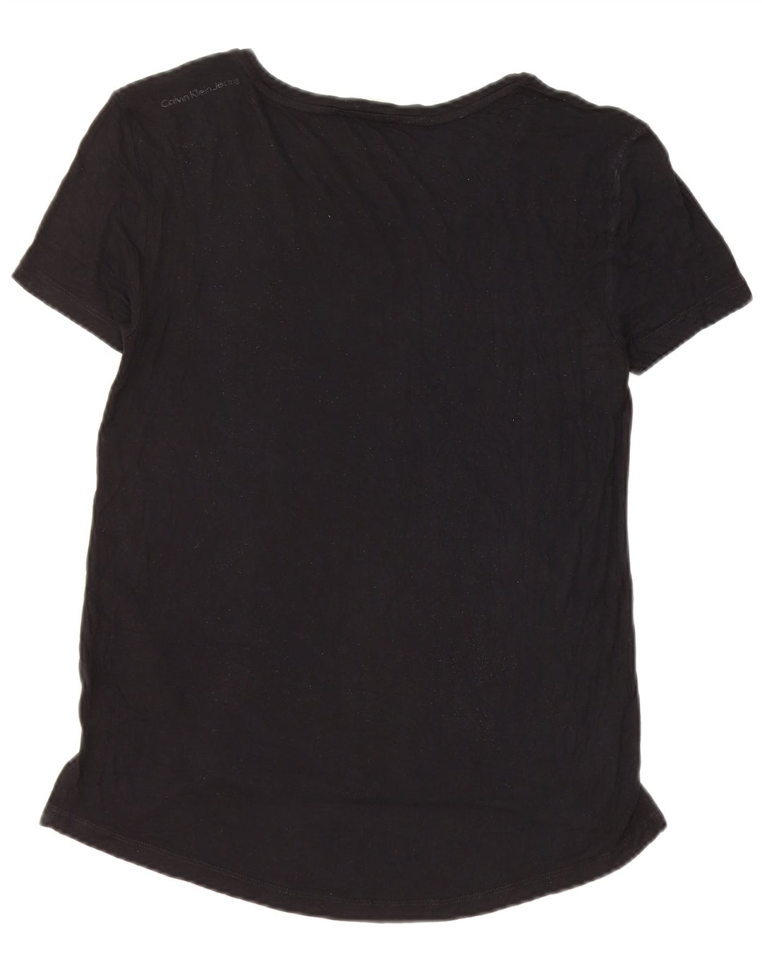 Calvin Klein Dame Grafisk T-Shirt Top UK 10 Small Black Viscose