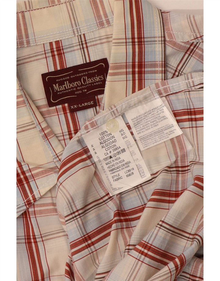 Marlboro Classics Kortærmet Herreskjorte 2XL Off White Ternet bomuld