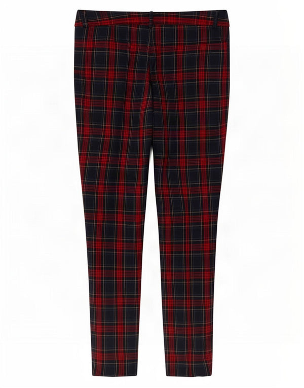 Zara Dame Skinny Trousers UK 18 XL W32 L27 Blå Plaid Polyester