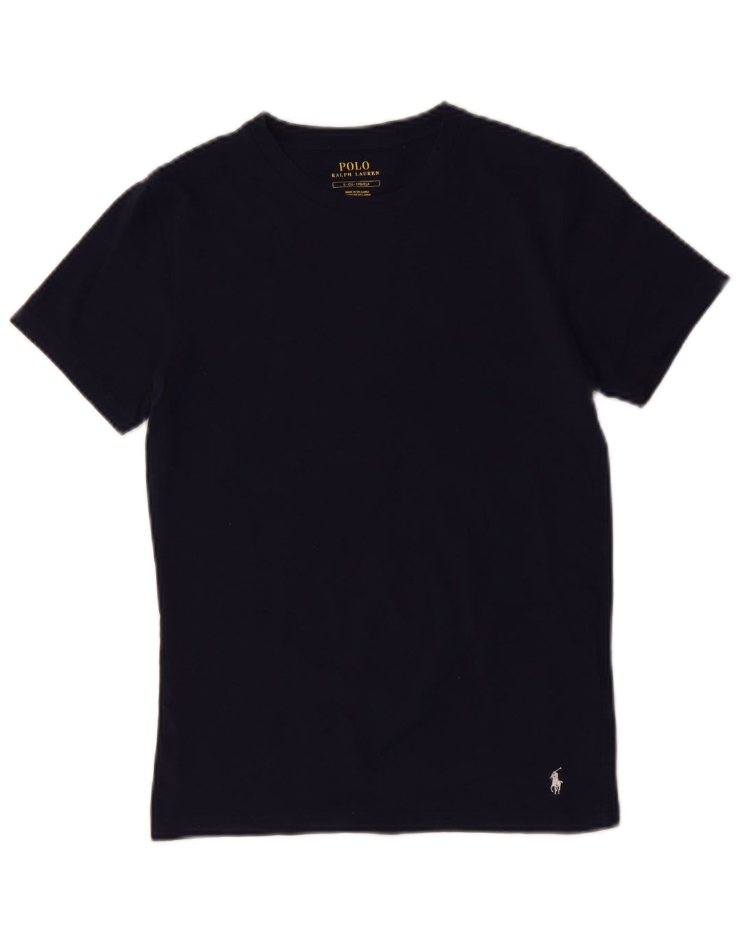 POLO RALPH LAUREN Dame T-Shirt Top UK 8 Small Navy Blue Bomuld