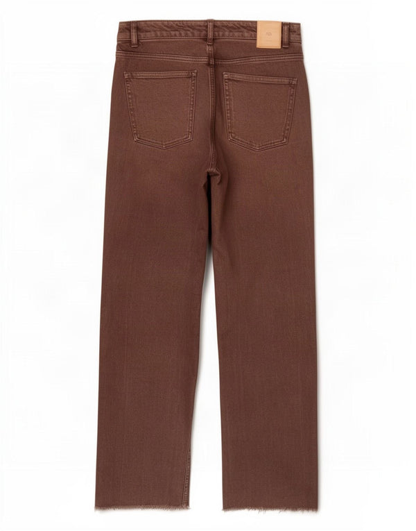 Zara Dame Straight Jeans EU 38 Small W28 L29 Brun Bomuld