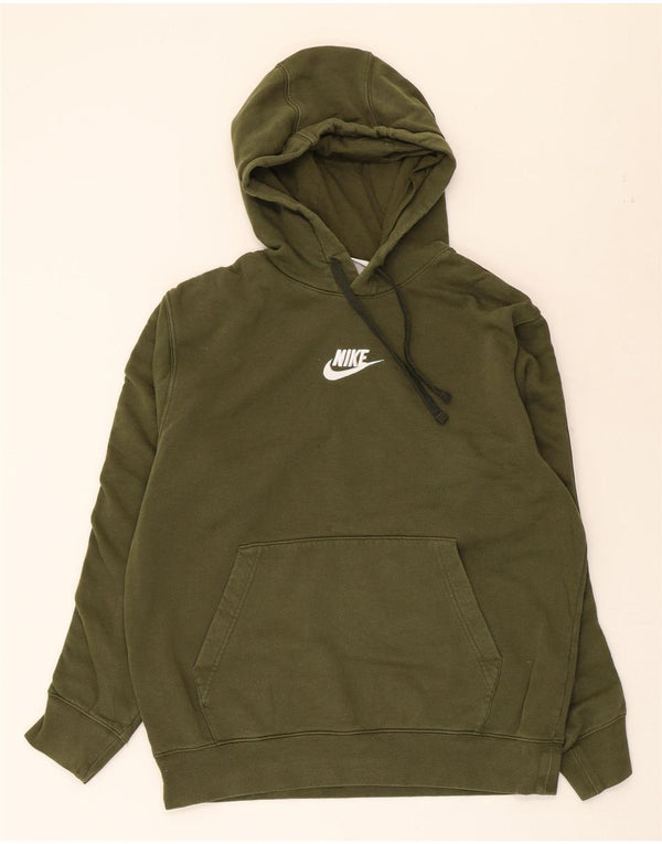 NIKE Grafisk hættetrøje til kvinder UK 14 Medium Khaki Colourblock Bomuld