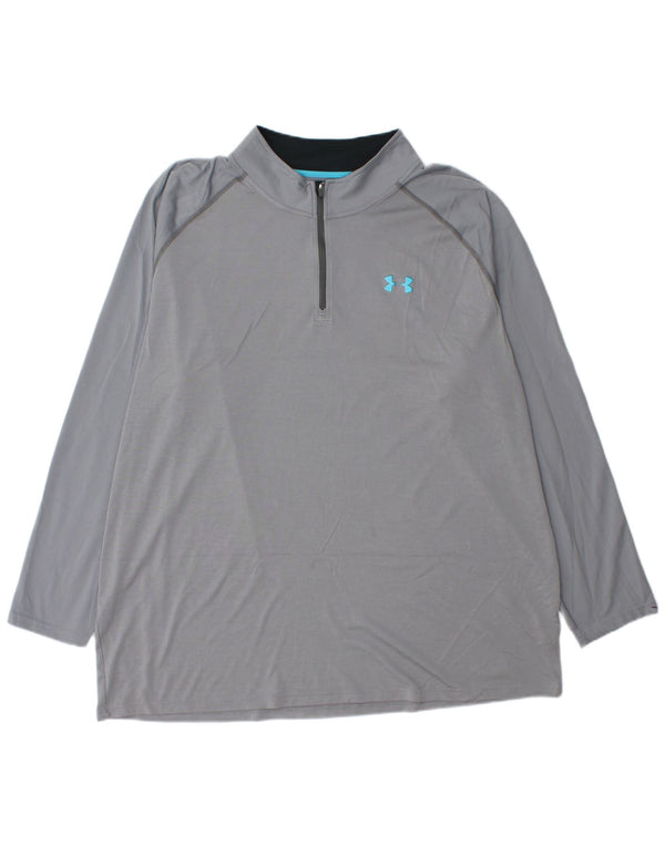 UNDER ARMOUR Herre Heat Gear Zip Neck Pullover Træningsdragt Top 3XL Grå