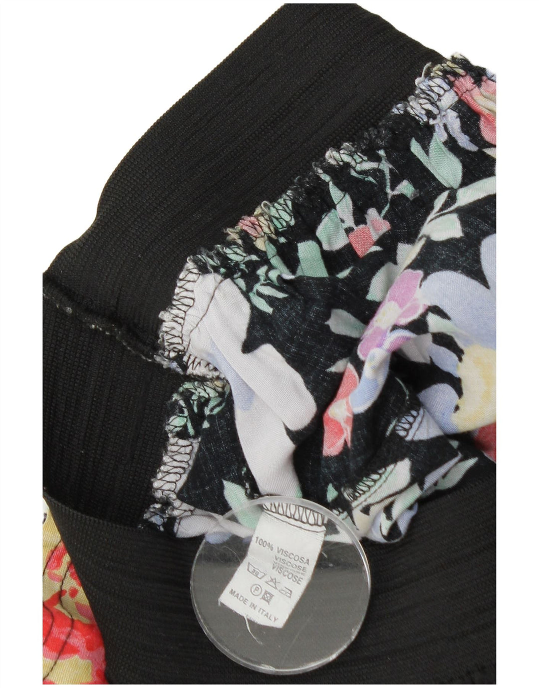 Vintage Midi-nederdel til kvinder W28 Medium Black Floral Viscose