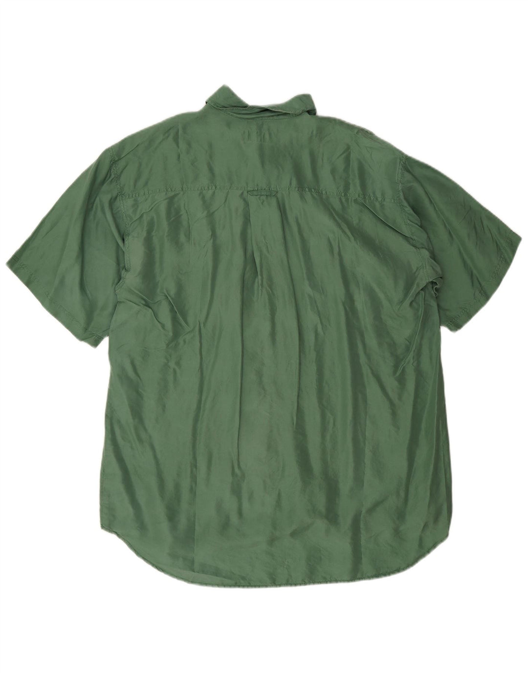 Vintage kortærmet herreskjorte mellemgrøn silke