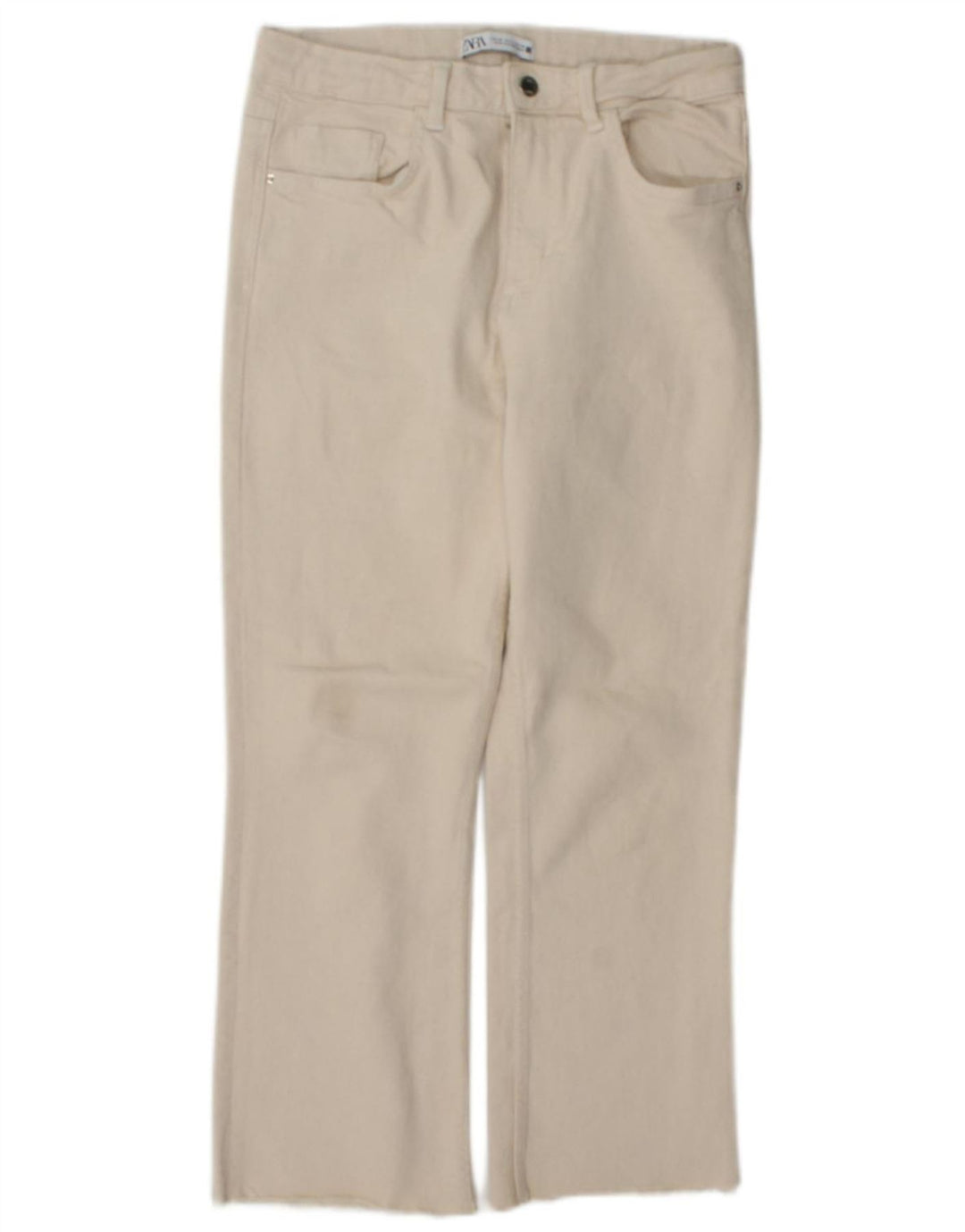 Zara Dame Straight Jeans EU 40 Medium W30 L26 Beige Bomuld