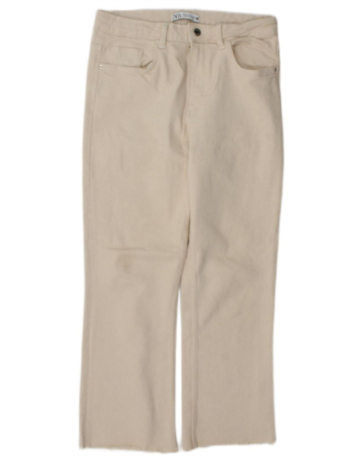 Zara Dame Straight Jeans EU 40 Medium W30 L26 Beige Bomuld