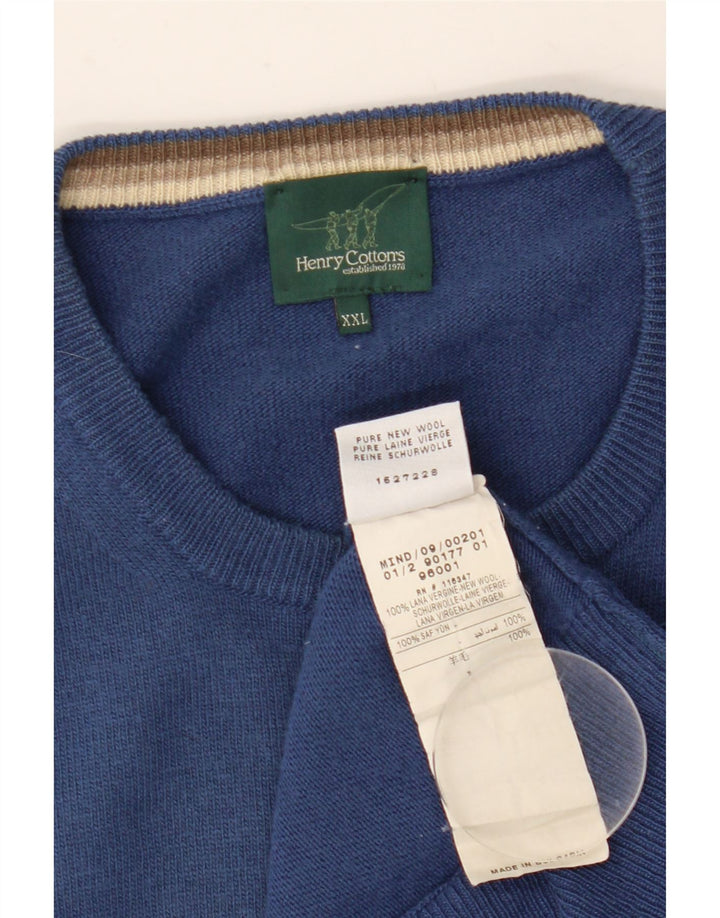 Henry Cottons Herre Crew Neck Jumper Sweater 2XL Blå Uld