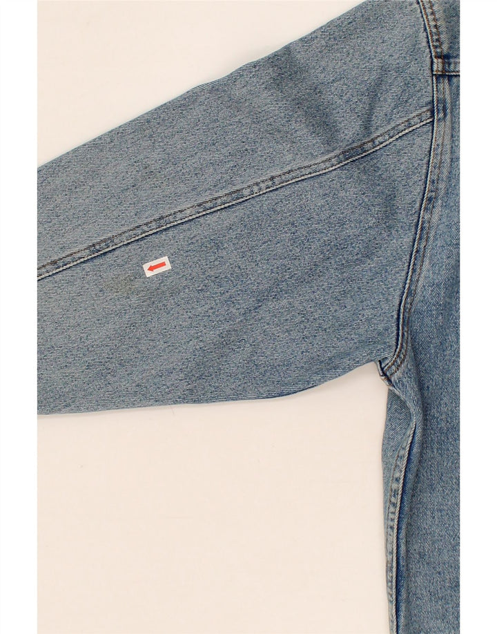 VINTAGE Womens Oversized Graphic Denim Jacket UK 10 Small Blue Vintage Vintage and Second-Hand Vintage from Messina Hembry 