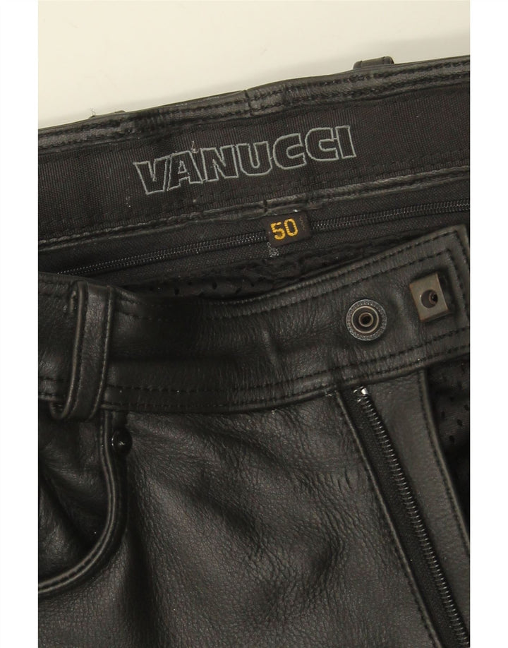 Vanucci Herre Lige Casual Bukser IT 50 Large W34 L31 Sort Læder
