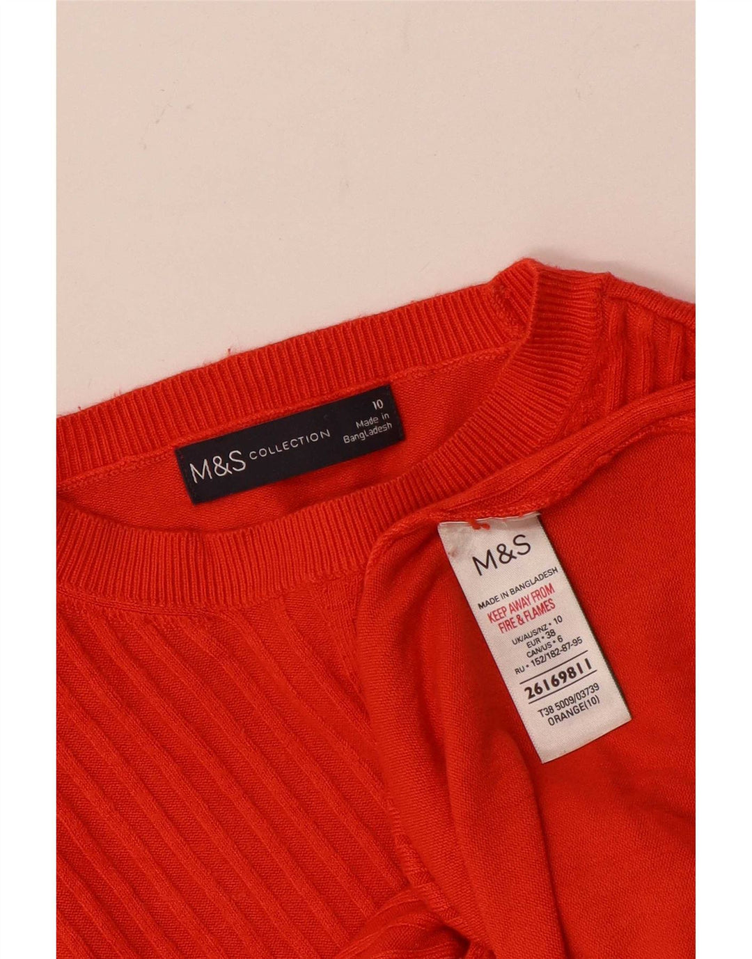 Marks & Spencer Dame Boat Neck Jumper Sweater UK 10 Small Orange