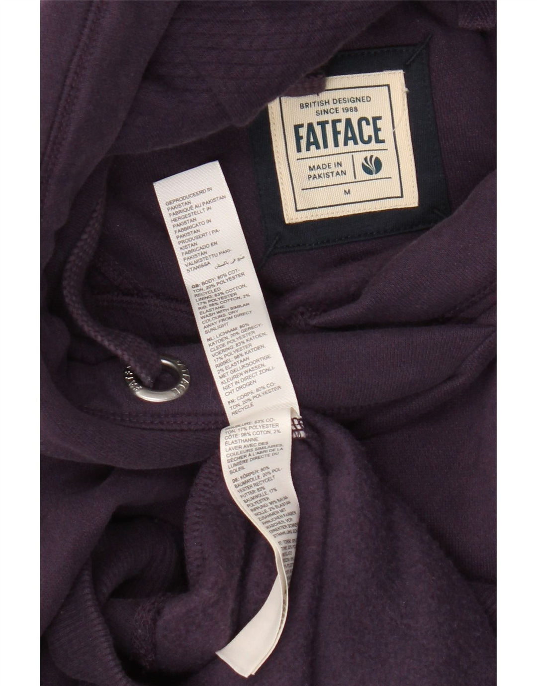 Fat Face Dame Oversized Hoodie Jumper UK 14 Medium Lilla Bomuld
