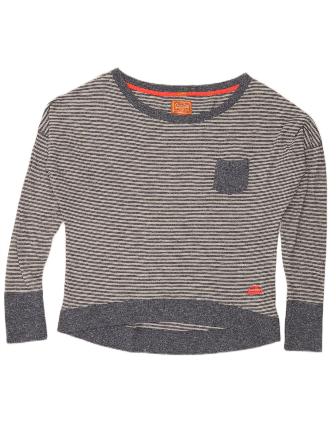 Superdry Dame Oversized Bluse Top UK 16 Stor blå stribet bomuld