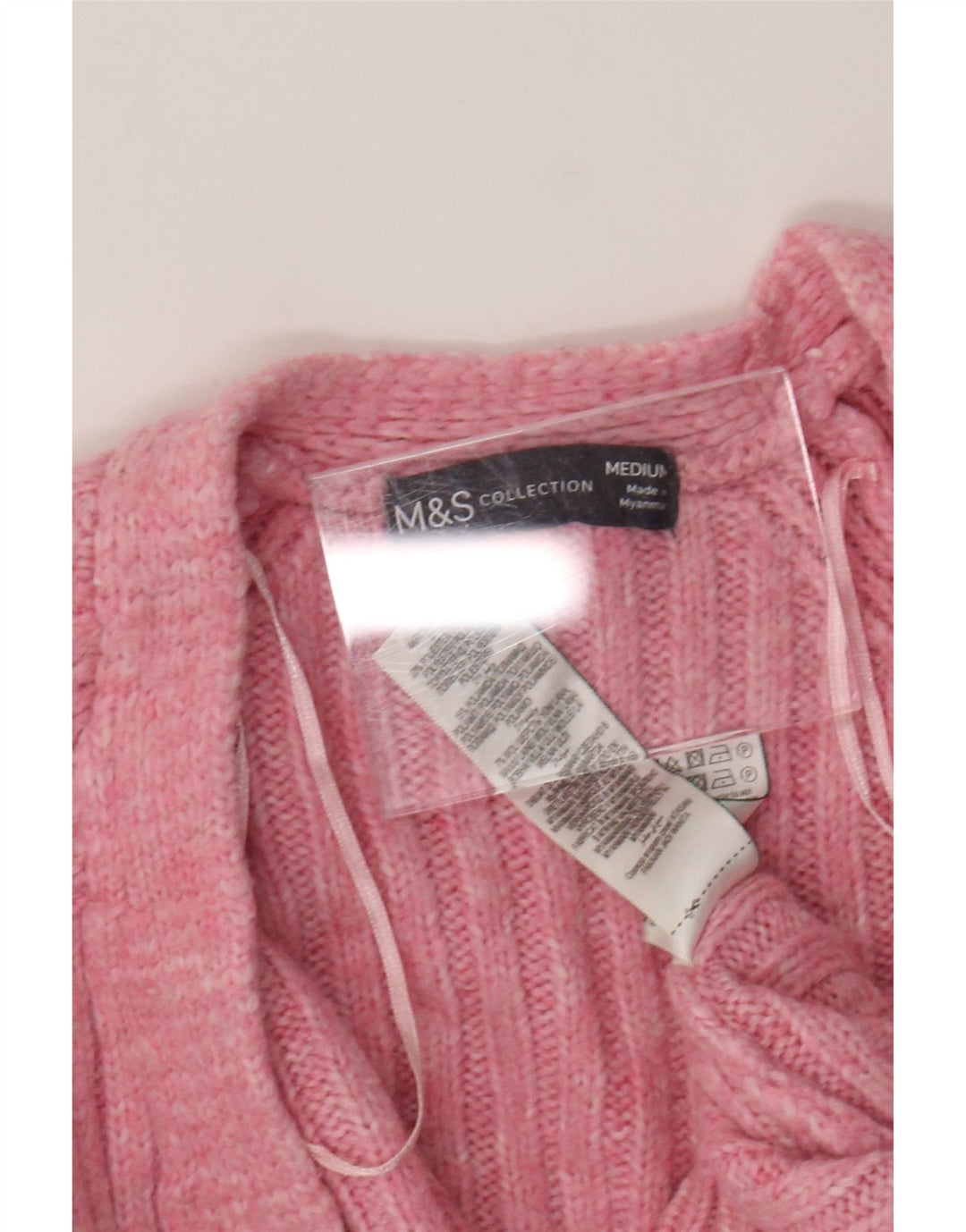 Marks & Spencer Womens Open Cardigan Sweater UK 14 Medium Pink Akryl