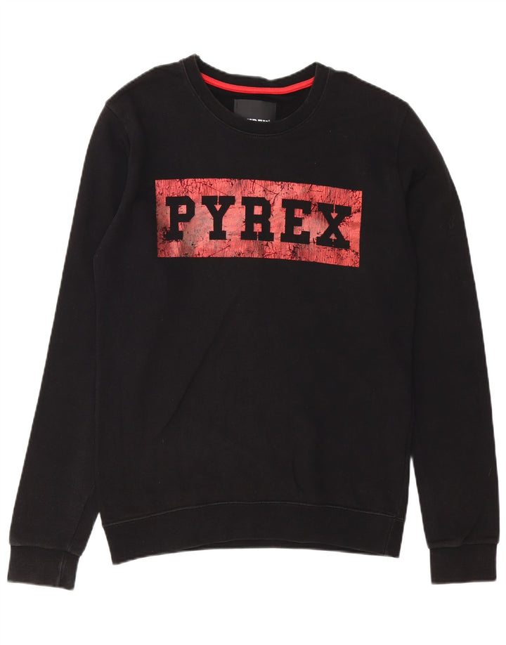 Pyrex Herre Grafisk Sweatshirt Jumper Lille sort bomuld