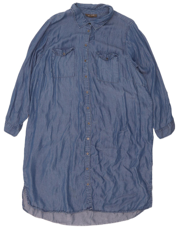 Marks & Spencer Womens Autograph Langærmet skjortekjole UK 20 2XL Blå