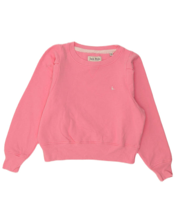 Jack Wills Womens Crop Oversized Sweatshirt Jumper UK 10 Small Pink Bomuld