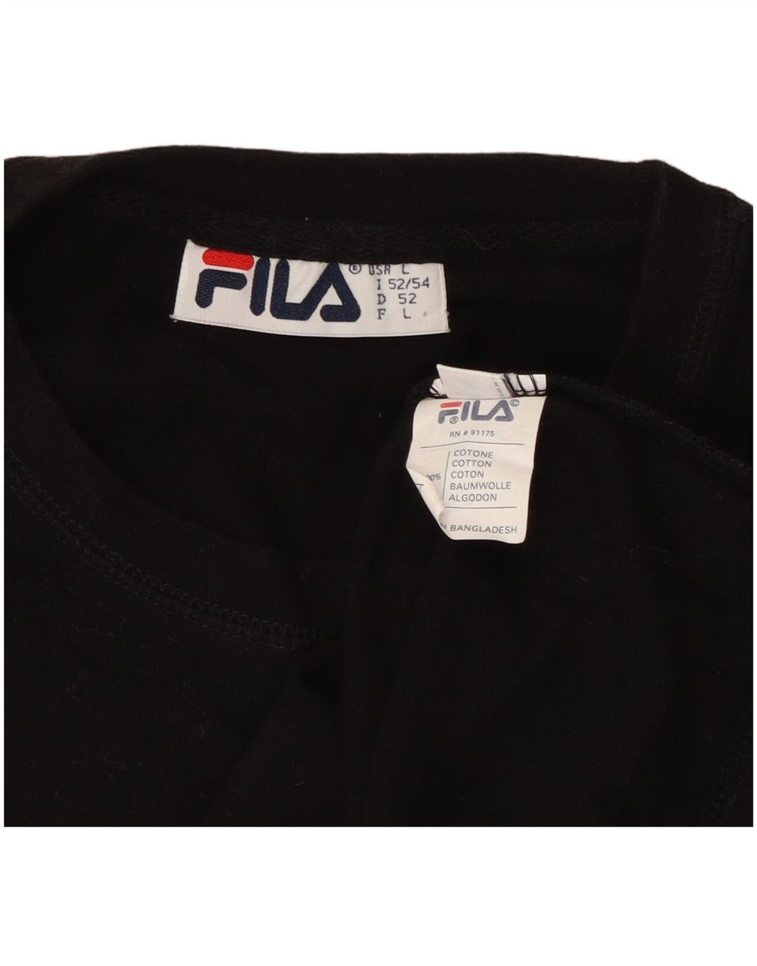 Fila Herre Grafisk T-Shirt Top Stor Sort Bomuld