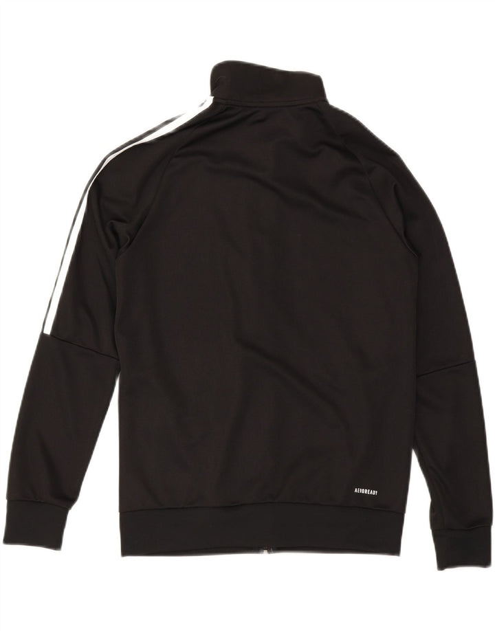 ADIDAS Boys Aeroready Tracksuit Top Jacket 13-14 Years Black Polyester