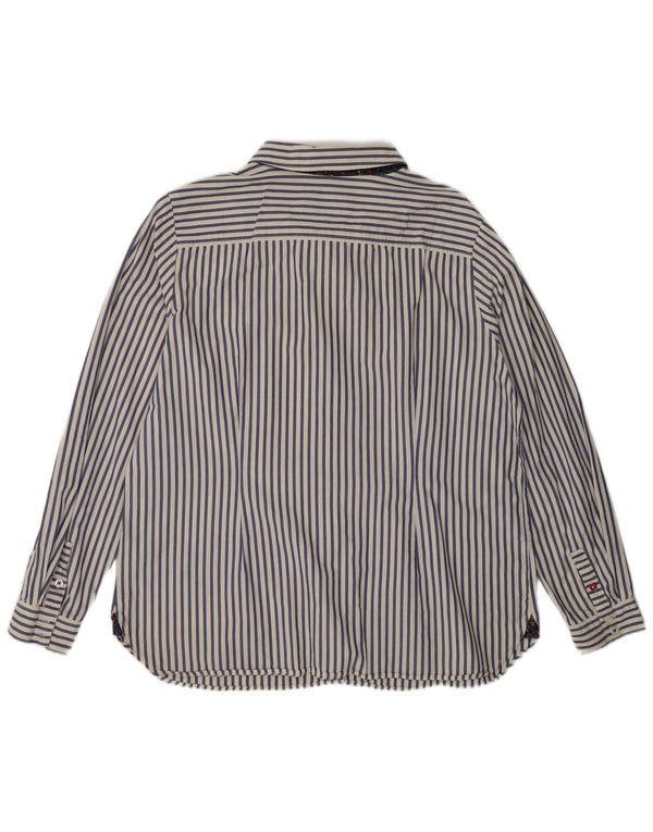 Joules Womens Shirt UK 18 XL Blue Pinstripe Cotton