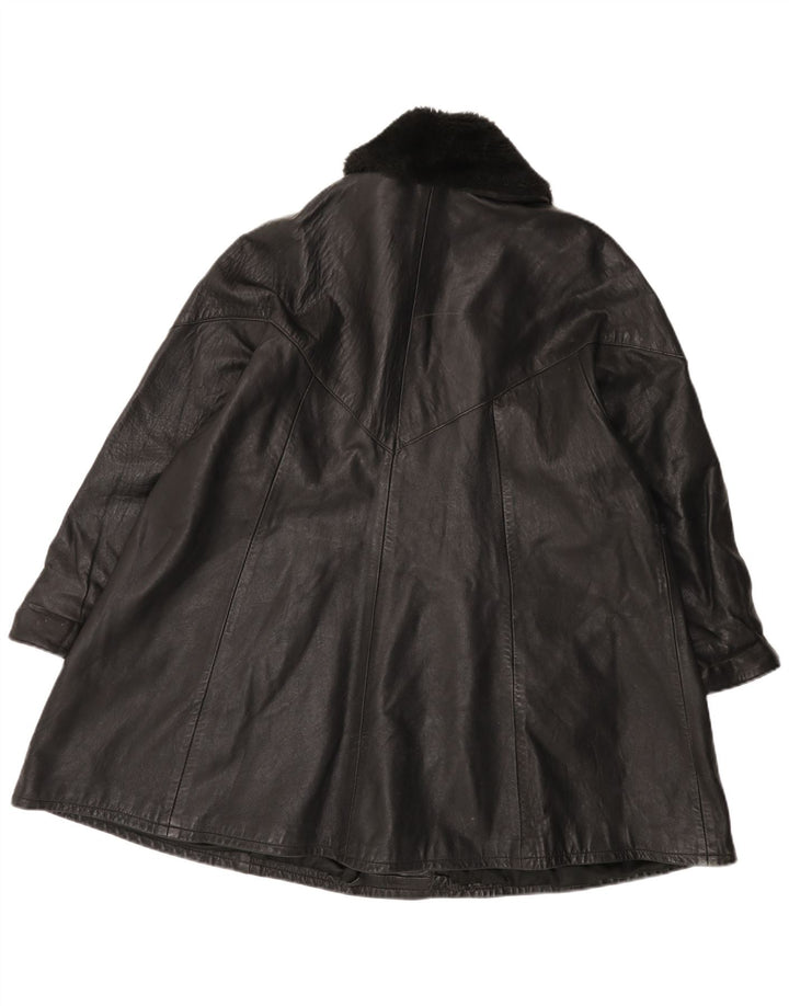 Vintage læderfrakke til kvinder UK 14 Large Black