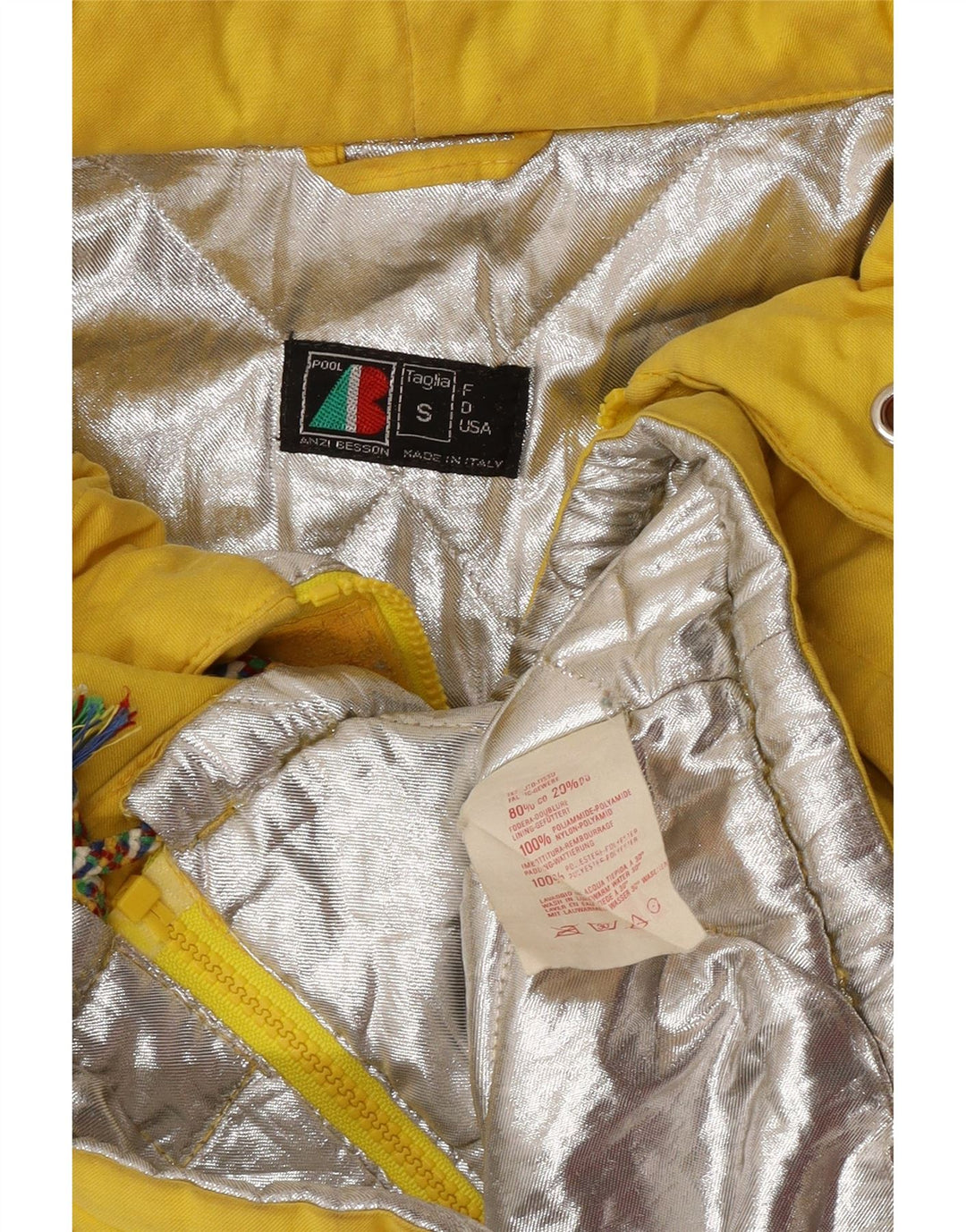 Anzi Besson Dame Oversized Polstret Jakke UK 10 Lille Gul Bomuld