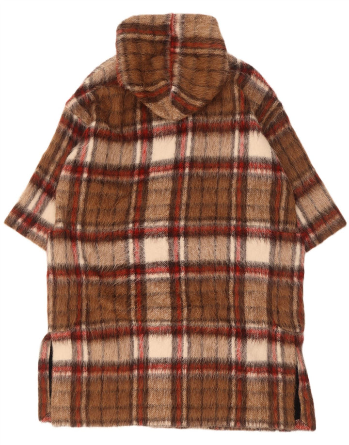 Vintage dame 3/4 ærmet dobbeltradet frakke UK 16 Stor brun plaid