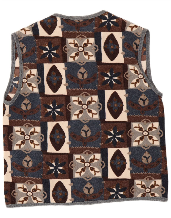 Vintage Herre Fleece Gilet UK 40 Stort flerfarvet patchwork