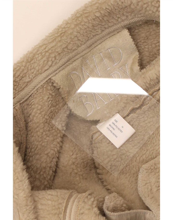 David Barry Sherpajakke til kvinder UK 16 Stor Beige Polyester