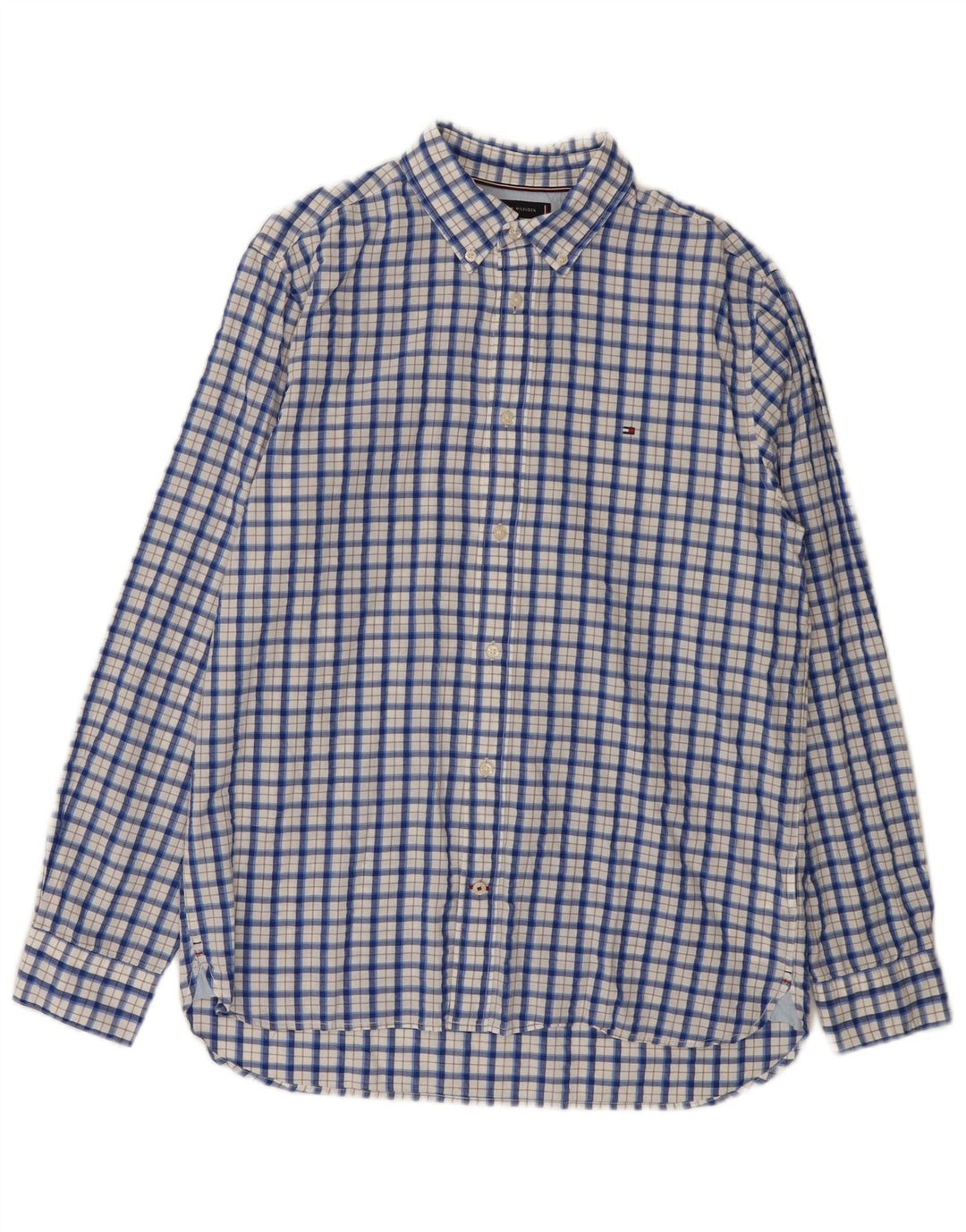Tommy Hilfiger Herre Regular Fit skjorte Stor blå ternet bomuld