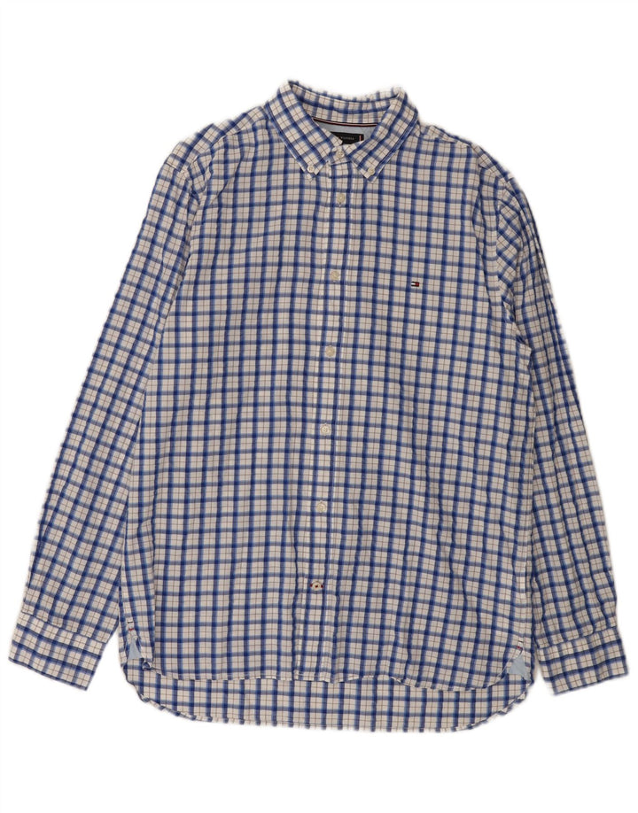 Tommy Hilfiger Herre Regular Fit skjorte Stor blå ternet bomuld
